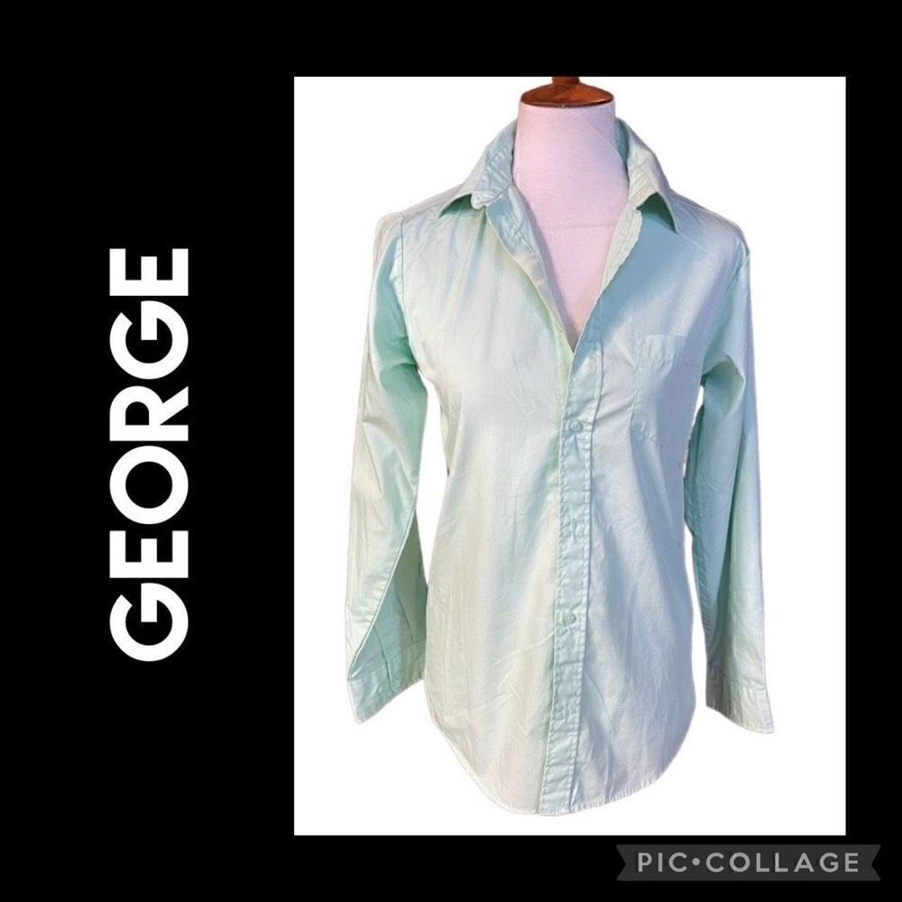 George Light Mint Green Button Down Shirt XXL Runs small more like Large-EUC